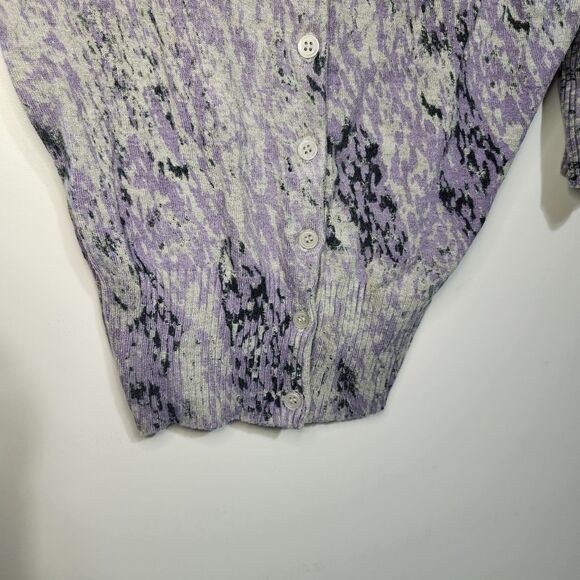 Express Cardigan Womens M Purple Swirl Print 3/4 Sleeve Button Up Vintage 2006 - Picture 4 of 9